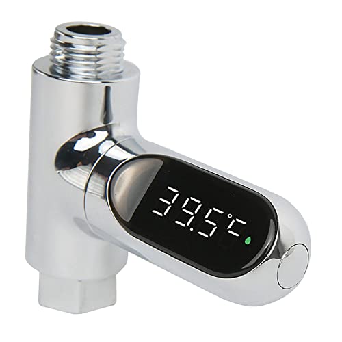 F Fityle Duschthermometer, Digitalanzeige, Baby-Badewasser-Thermometer, Echtzeit-Monitor mit 360 ° drehbarem Bildschirm, Durchfluss-Wasserthermometer von F Fityle