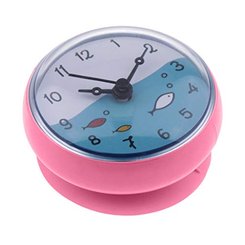F Fityle Duschuhr Bad Clock Küchenuhr Wanduhr Badezimmer Saugnapf Uhr Spiegeluhr, Auswahl, Rosa von F Fityle