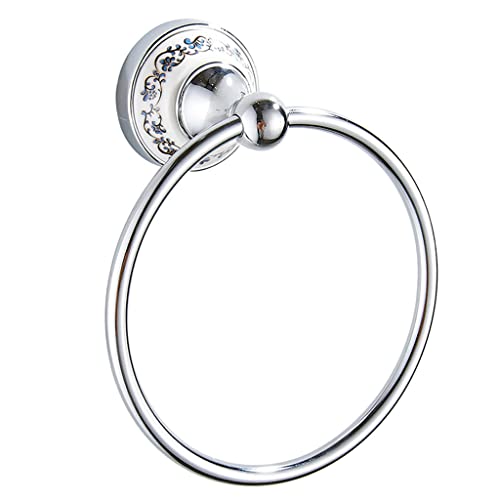 Handtuchring ohne Bohren Edelstahl, Selbstklebende Handtuchhalter Bad Rostfrei, Towel Ring Metall Kein Schaden Wandmontage, Towel Ring Hook No Drill für Badezimmer Küche Duschwand, Silber von F Fityle