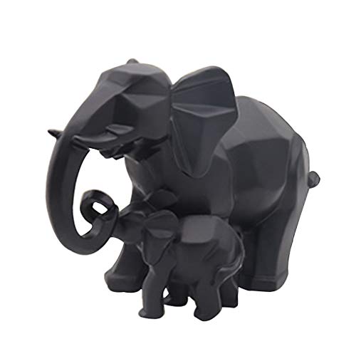 F Fityle Elefanten Figur - Mutter mit Kind Dekofigur - Schwarz von F Fityle