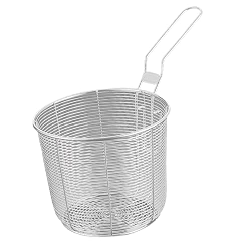 F Fityle Frittierkorb für Topf mit Griff, Runder Pommes-Korb, Edelstahl Fritteusensieb, Edelstahl-Pommes Frittierkörbe, Mini Pommes Körbchen Frittierkorb, Servierkorb-Sieb für Kochen Gebraten, 13.5CM von F Fityle