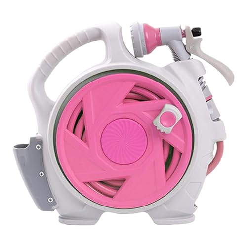 F Fityle Gartenschlauchwagen, Wasserrohrwagen-Set, praktisches, platzsparendes Mini-Schlauchaufroller-Set, Gartenbewässerungsschläuche für die Gartenarbeit zu, Rosa von F Fityle