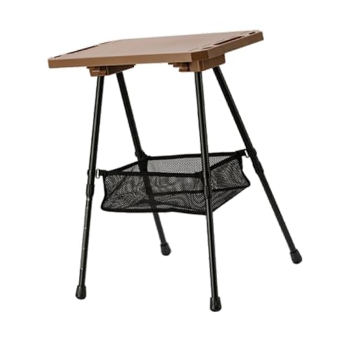 F Fityle Gefaltete Camping Table Schreibtisch Leicht Möbel Verstellbare Höhe mit Maschentasche zum Tailgating BBQ Hinterhof -Picknickgarten, Khaki von F Fityle