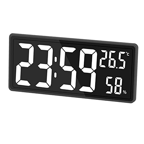 F Fityle Große Wanduhr mit Innentemperatur und Luftfeuchtigkeit, elektronische Uhr mit großer Zahl für den Nachttisch, Weiß von F Fityle