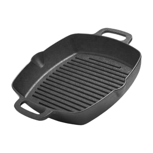 F Fityle Gusseisengrill Pan Square mit zwei Griffen Pan Steak Steak Pfanne für Küchenhaus Innen im Freien im Freien Fleisch von F Fityle