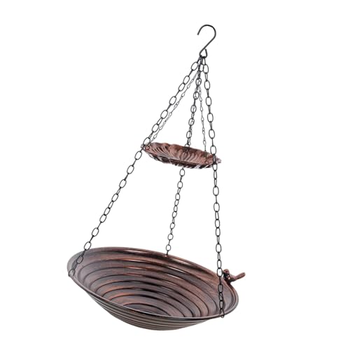 F Fityle Hängender Vogelfutterspender für den Außenbereich, 2-lagig, dekorativ mit Drainage, Garten-Vogelbad-Tablett für Terrasse, Garten, Hof, Außenbereich von F Fityle