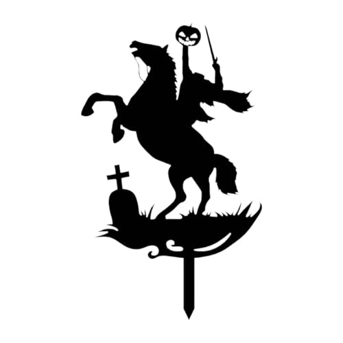F Fityle Halloween-Gartenstecker, Außendekoration, Hof-Kunstdekoration, Silhouette, Ritterpferd für Rasen, Zaun, Terrasse, Friedhof von F Fityle