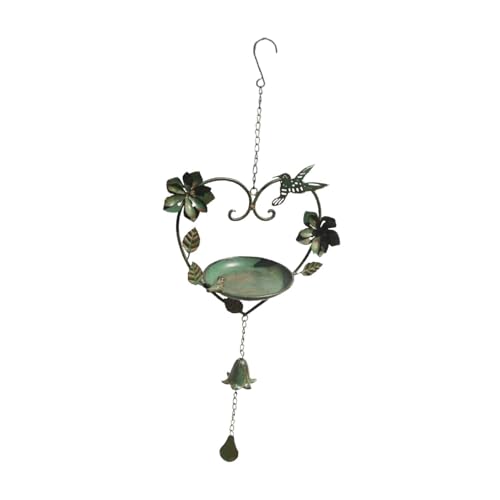 F Fityle Hanging Vogelbad rustikaler Wind Chime Retro Design Birdfeeder Platte Metall Vogel Futtermittel Garten Birdbat für Balkonweg Rasen von F Fityle