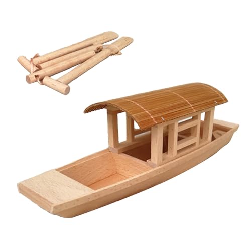 F Fityle Holz Markise Boot Handwerk Mini Ruderboot Fee Garten Dekor Exquisite Spielzeug Modell Ornamente für Desktop Bücherregal Hause Dekoration von F Fityle