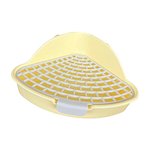 F Fityle Kaninchentoilette Ecke - Ecktoilette für Kleintiere Mit Haken - Häschen Toilettenbox für Hamster, Chinchilla, Meerschweinchen - Gelb von F Fityle