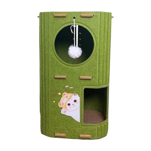 F Fityle Katzenbett aus Filz, Geschlossene Form, Schutz vor Kratzern, Kletterbaum für Katzen, Spiel- und Ruhebereich, Grün, 2 Ebenen F Fityle Katzenbett aus Filz, Geschlossene Form, Schutz vor Kratzern, Kletterbaum für Katzen, Spiel- und Ruhebereich, Grün, 2 Ebenen von F Fityle
