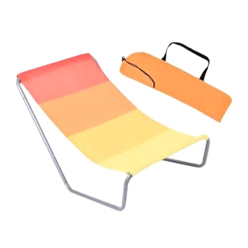 F Fityle Klappbarer Strandstuhl, Rutschfester Loungesessel mit Tragetasche, Liegestuhl für den Außenbereich zum Sonnenbaden auf dem Rasen, Picknick-Pooldeck, Orange von F Fityle