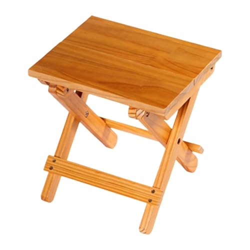 F Fityle Klapperhocker Angelhocker Holzmöbel Campinghocker außerhalb des Fischerstuhls im Freien Campingsitz für Garten Patio Beach, Gelb Braun von F Fityle