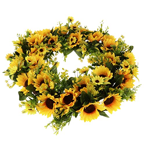 F Fityle Kunstblumen Sonnenblumen Kranz Blumenkranz für Yard Balkon, 42 cm von F Fityle