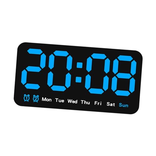 F Fityle LED-Desktop-Wecker, Schreibtisch-Digitaluhr, Desktop, Temperatur, Moderne Wanduhr, elektronische Uhr für Schlafzimmer, Blau von F Fityle