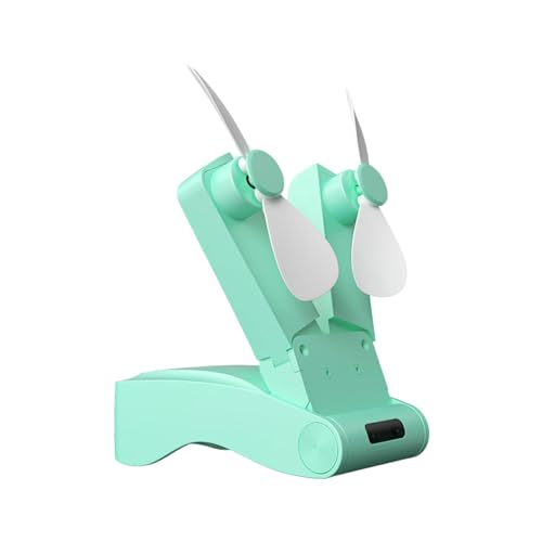 F Fityle Mini-Tischventilator, persönlicher Tischkühlventilator, Doppelventilator, 3 Geschwindigkeiten, einstellbar, faltbar, Mini-Handventilator für den, Grün von F Fityle