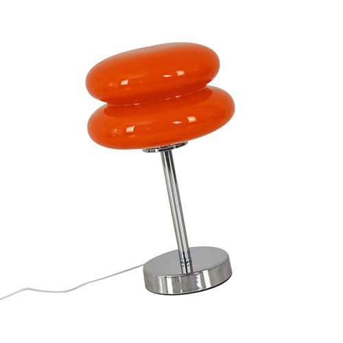 F Fityle Nachttischlampe aus Glas, Eierkuchenlampe, 3 Farbwechsel, Nachtlicht, Moderne süße Schreibtischlampe für Bar, Schlafzimmer, Nachttisch, Zuhause, Orange von F Fityle