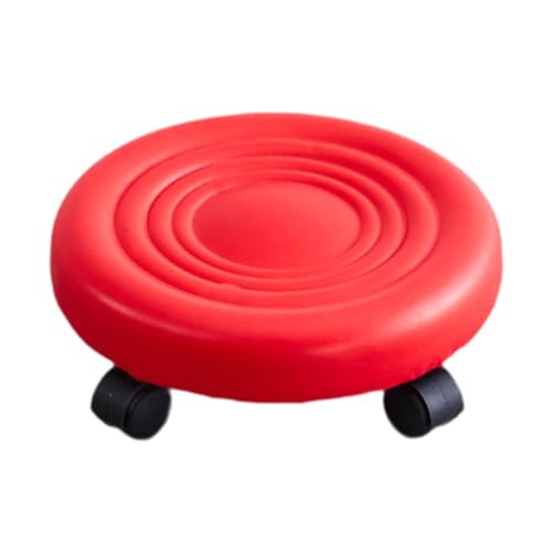 F Fityle Niedriger Rollhocker -Stiefelhocker mit 360 ° Caster Tief kleine Stühle PU robuste Pediküre für Maniküre mechanisch, Rot von F Fityle