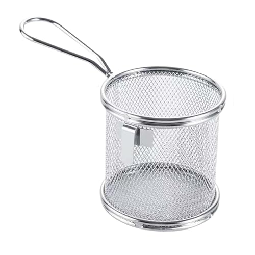 F Fityle Nudelsieb Edelstahl Korb, Nudel Sieb, Mini Frittierkörbe zum Servieren, Entleeren Sieb, Frittierkorb zum Spülen, Mesh Food Strainer, Frying Basket für Pommes Frites Nudel Kochen, 9x9cm von F Fityle