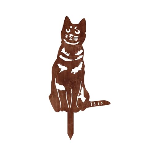 F Fityle Rasenpfahl, Plakette, Katzendekor, Metall, Wegdekor, Tierskulptur, Hofschild, Ornament für Außenterrasse, Hinterhofweg von F Fityle