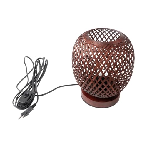 F Fityle Rattan Tischlampen, Korb Tischlampen, Boho Tischlampe ohne Kabel, Lampenschirm Bambus Tischlampe, Tischleuchtemit Ratten-Lampenschirm für Wohnzimmer Büro Foto-Requisiten, Braun von F Fityle