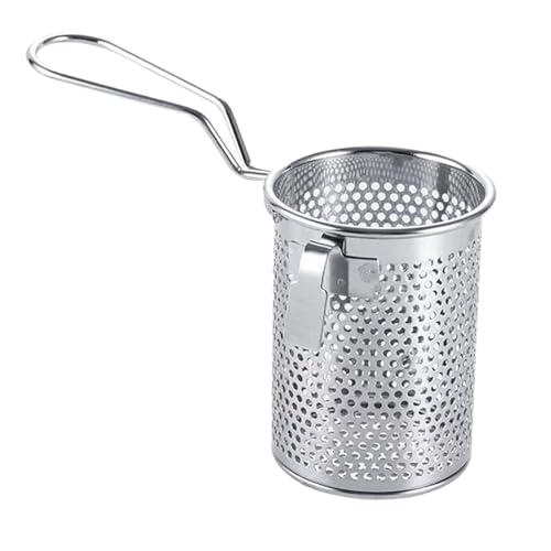 F Fityle Nudelsieb Edelstahl Korb, Nudel Sieb, Mini Frittierkörbe zum Servieren, Entleeren Sieb, Frittierkorb zum Spülen, Mesh Food Strainer, Frying Basket für Pommes Frites Nudel Kochen, 8x10cm von F Fityle