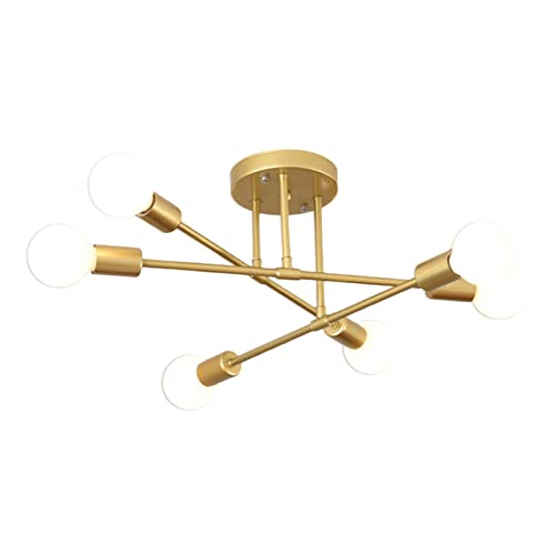 F Fityle Stilvolle Deckenlampe mit elegantem Messing-Finish, 6-flammig, Anthrazit von F Fityle