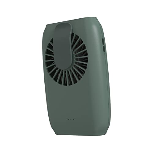 F Fityle Taillenclip-Ventilator, Hals-Hängeventilator, tragbarer USB-Hals-Kühlventilator mit Lanyard-Halterung, kleiner tragbarer Ventilator, persönlicher, GRÜN von F Fityle
