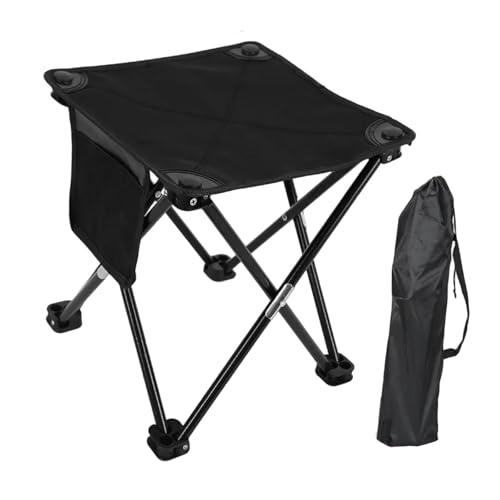 F Fityle Tragbarer Campinghocker Klappbarer Fußhocker Picknick -Stuhl Fuß Ruhhocker mit Aufbewahrungstasche für Park Wandergartenfestival, Schwarz von F Fityle