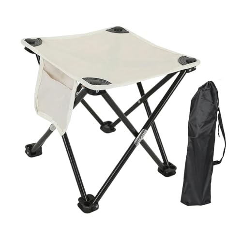 F Fityle Tragbarer Campinghocker Klappbarer Fußhocker Picknick -Stuhl Fuß Ruhhocker mit Aufbewahrungstasche für Park Wandergartenfestival, Weiß von F Fityle