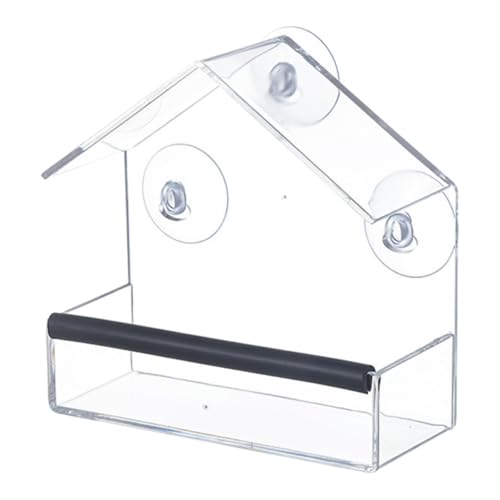F Fityle Vogelfutterstation mit transparentem Fenster, Vogelhäuschen für den Außenbereich, leicht zu reinigendes Vogelhäuschen, Acryl-Vogelhäuschen, mit Gummistreifen von F Fityle