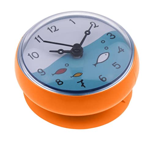 F Fityle Duschuhr Bad Clock Küchenuhr Wanduhr Badezimmer Saugnapf Uhr Spiegeluhr, Auswahl, Orange von F Fityle