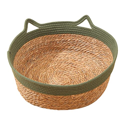 F Fityle Weben Haustier Katzenbett Katzenbett Korb Haushalt Haustier Kratzen Schlafbett Kätzchen Cooles kleines Hundebett Katzenhaus für Katzen Welpen, grün 35cmx13cm von F Fityle