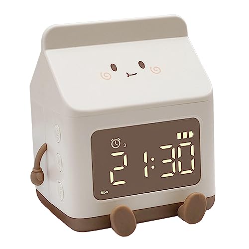 F Fityle Wecker Digital Kinder Mädchen, Digitaluhr mit Weckerfunktion, Kreativ Kinderwecker Snooze Reisewecker Nachtlicht Tischuhr Dekor Typ C Wiederaufladbar für Kinderzimmer, BRAUN von F Fityle