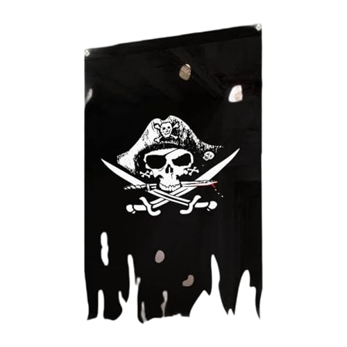 F Fityle Zerlumpte vertikale Piratenflagge, Halloween-Dekoration, modisches Partyzubehör, Totenkopfknochen-Banner, Totenkopfflagge für, Tür, Urlaub, Style B F Fityle Zerlumpte vertikale Piratenflagge, Halloween-Dekoration, modisches Partyzubehör, Totenkopfknochen-Banner, Totenkopfflagge für, Tür, Urlaub, Style B von F Fityle