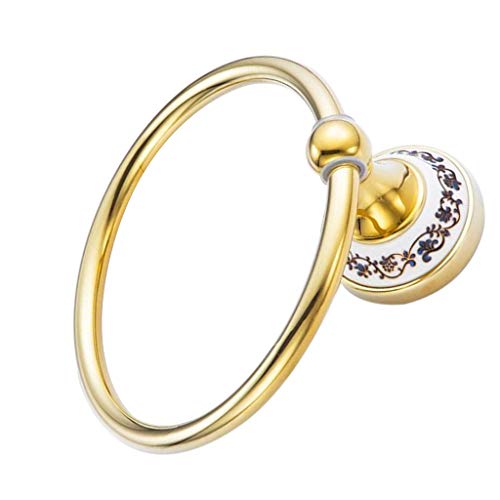 Handtuchring ohne Bohren Edelstahl, Selbstklebende Handtuchhalter Bad Rostfrei, Towel Ring Metall Kein Schaden Wandmontage, Towel Ring Hook No Drill für Badezimmer Küche Duschwand, Gold von F Fityle