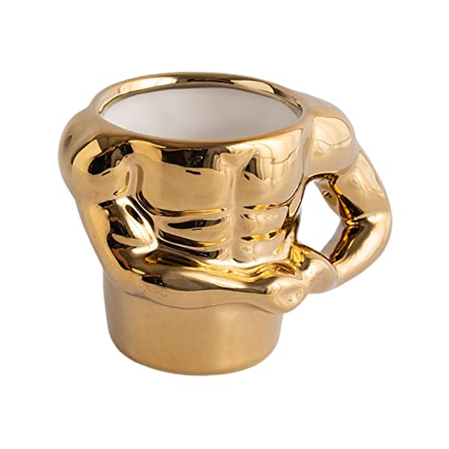 F Fityle Kreative Keramik Kaffeetasse, Moderne Becher, Coffee Mug Milk Tea Cup, Milchbecher mit Griff Heiße oder Kalte Getränke, Lustige Tasse Langlebig für Schule Büro Party Café Home, Gold von F Fityle