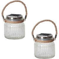 Fhs 2er Pack Solar Glas Tisch-/Hängeleuchte, Größe:11x12cm von F-H-S INTERNATIONAL