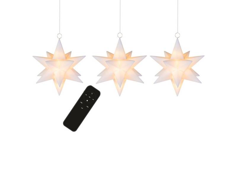 F-H-S International GmbH & Co. KG Lichtervorhang 35710 3er Set schwebende weiße LED Sterne warmweiß / RGB inkl Fernb. von F-H-S International GmbH & Co. KG