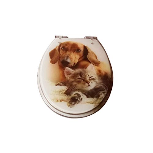 F-HOME Toilleten Sitz, Harz Harnstoff-Formaldehyd Tier Katzen Und Hunde Edelstahl Verlangsamen Spülung O U V Stiller Toilettensitz von F-HOME
