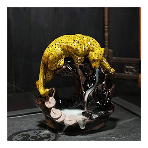 Räucherstäbchenhalter, Keramik Backflow Golden Leopard Kreativ Fließend Sandelholz Halter Weihrauch Stick Home Decor Aromatherapie Ornament Crafts Geschenk (Farbe : Gold) von F-HOME