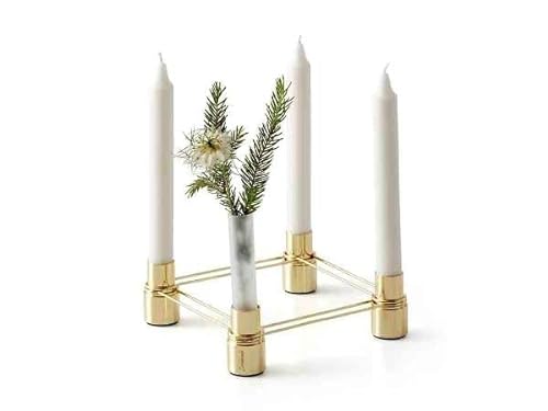 F OG H OF SCANDINAVIA Celebrate Link Candlestick mit Vier Gläsern, Gold (28520) von F OG H OF SCANDINAVIA
