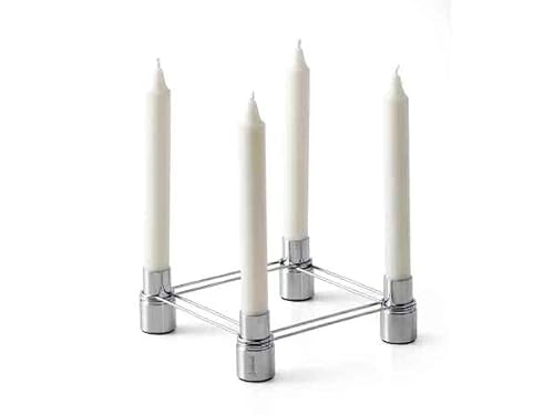 F OG H OF SCANDINAVIA Celebrate Link Candlestick mit vier Gläsern, Silber (28521) von F OG H OF SCANDINAVIA