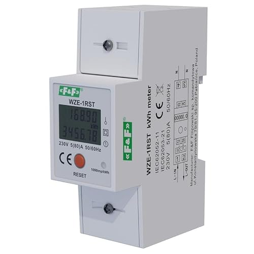 1-Phasen-Stromverbrauchszähler, 1-Phasen-Stromverbrauchszähler mit zwei Verbrauchspositionen auf LCD-Anzeige, 80 A, mit RESET-Funktion, WZE-1RST/FIF von F&F