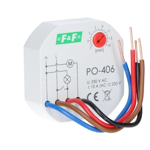 Zeitrelais 1Z 10A 1-15min 230V AC verzögert Abfall PO-406 f&f 5908312595397 von F&F