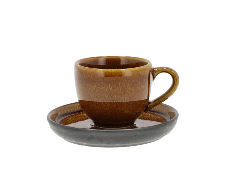 BITZ Espressotasse mit Untertasse 0,07 Liter in Farbe amber/schwarz BITZ Espressotasse mit Untertasse 0,07 Liter in Farbe amber/schwarz von F&H