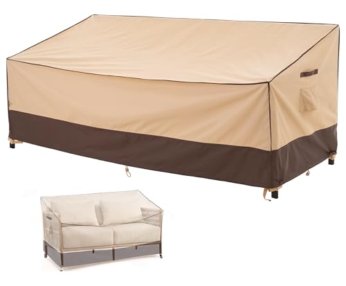 F&J Outdoors Abdeckung Gartenbank Abdeckhauben für Loveseats, Wasserdicht UV-beständige 2-Sitzer Lounge Schutzhülle,Gartenbänke Bank Plane Draußen Schneeschutz im Winter 158x84x61/81cm von F&J Outdoors