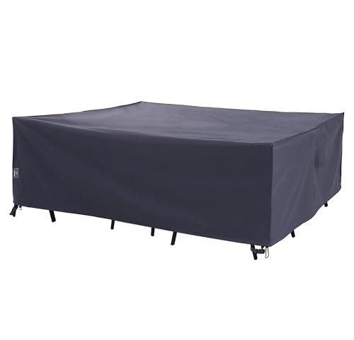 F&J Outdoors Abdeckhauben für Möbelsets, Robust Schutzhülle für Gartenmöbel Schnittsofa Wasserdicht Schneeschutz UV Beständige Wind und Wetterfest Plane, 213x132x74cm, Grau von F&J Outdoors