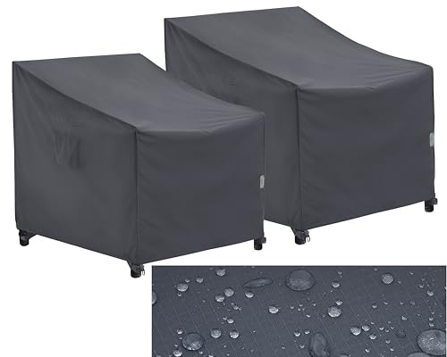 F&J Outdoors Garten Stuhlabdeckungen Lounge Stuhl Schaukelstuhl Adirondack Stuhlabdeckung Wasserdichte schützende Sofa Abdeckung Outdoor Abdeckungen Grau Verandas Patio Möbel 102x102x66/91cm,2 Stück von F&J Outdoors