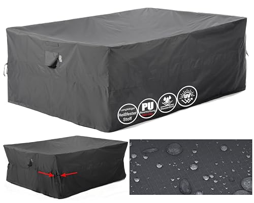 F&J Outdoors Gartenmöbel Abdeckungen Wasserdicht Patio Sofa Set Cover Taille angezogen Lagerung Abdeckungen Winddicht Rechteckig Schutzhülle Heavy Duty Tear Resistant Grau,406x234x89cm von F&J Outdoors